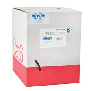 TRIPP LITE Cat6 Bulk Solid-Core Cable Plenum-Rated PVC (CMP), Gigabit, Black, 1000' N224-01K-BK