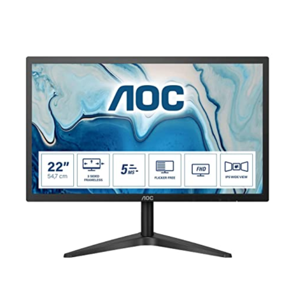 A0C 22" Led Monitor with HDMI/VGA Port, Full HD, Wall Mountable, 3 Side Borderless